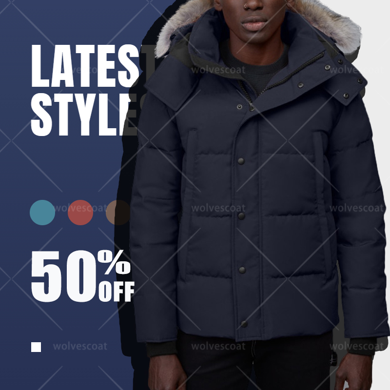 

New Designer Men's Winter Wolf Fur travel Down Jacket Long Parka Wind proof Puffer Coats Warm Overcoat, Black