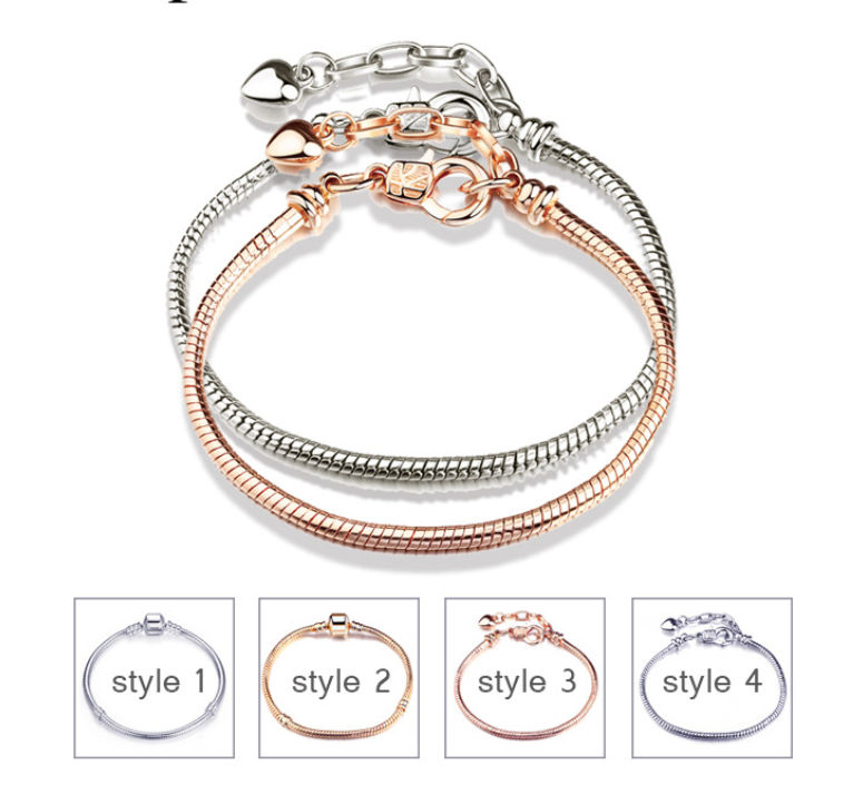 

Jewelry Drop Delivery 2021 Rose Gold Bracelets Women Snake Chain Charm Beads For 18cm Bangle Bracelet Festival Gift, Golden;silver