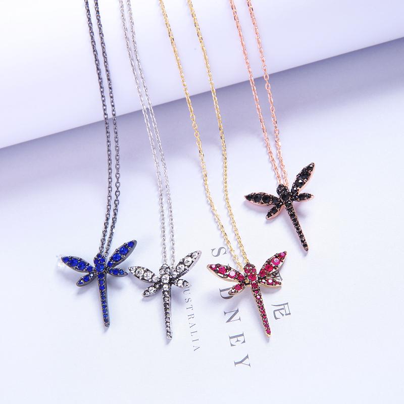 Pendant Necklaces Creative Design Crystal Dragonfly Necklace For Women Adjustable 3 Color Animal Drop Girl Party Jewelry-image-703403300