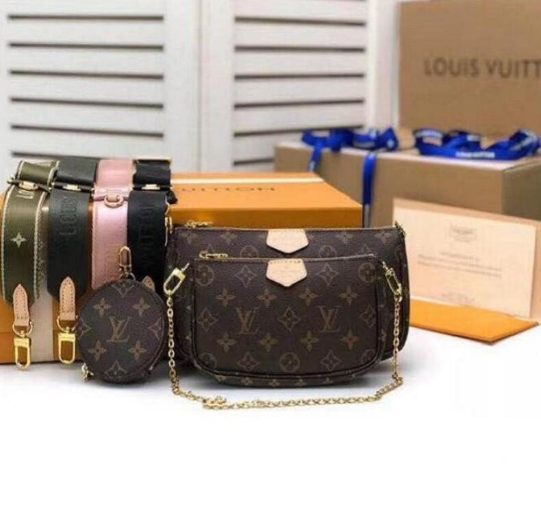 

LV LOUIS 3 piece set women crossbody bag Leather handbags purses lady tote VITTON bag Coin Purse three item