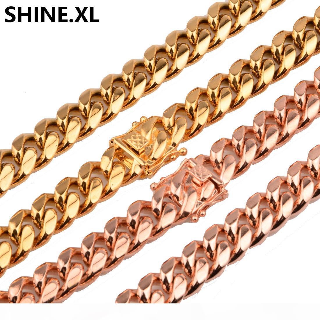 

8mm Hip Hop Men Titanium Steel Stainless Steel Rose Gold Encrypt Cuban Chain Faucet Necklace Wholesale