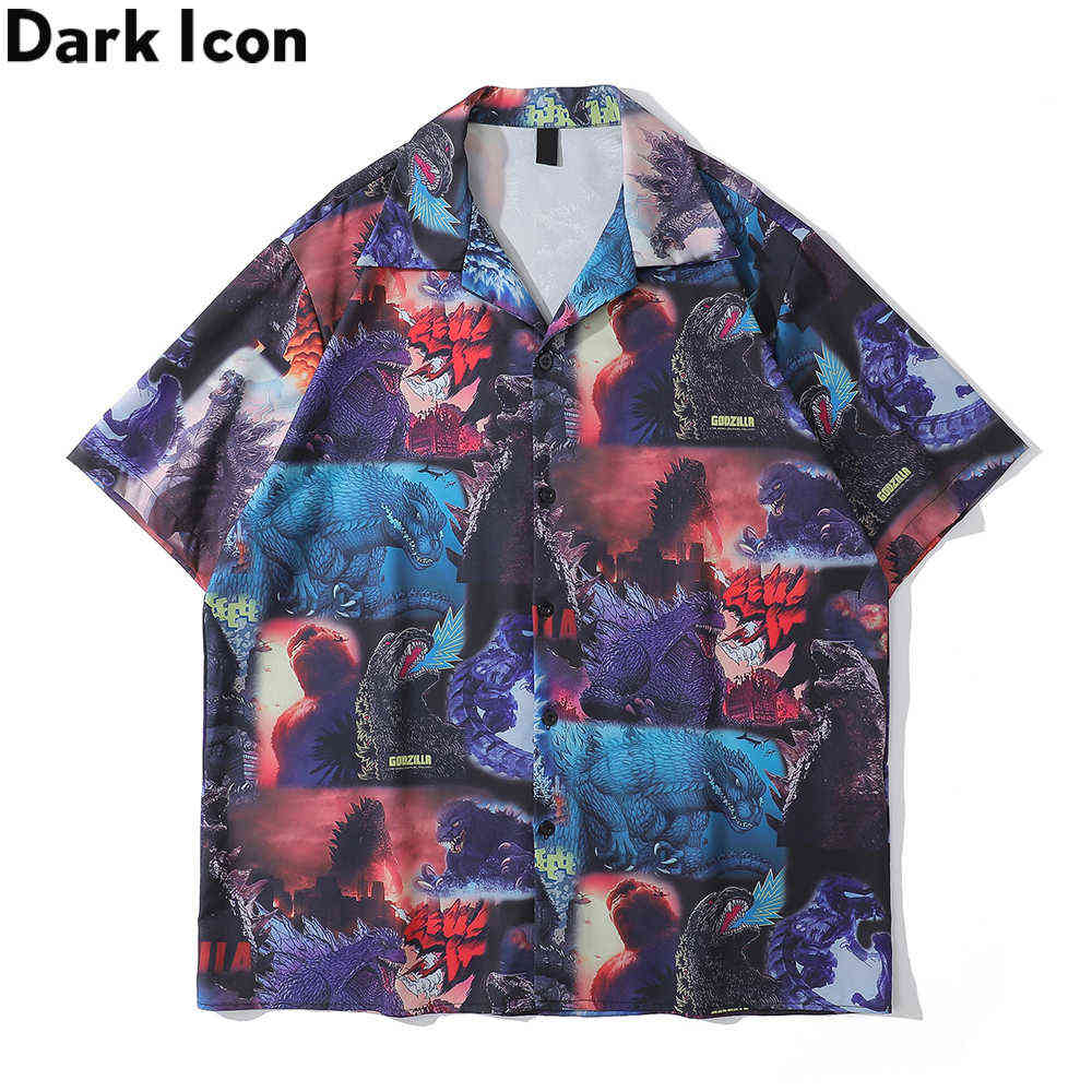 

Printed Polo Shirt Men Vintage Street Man Blouse Male Top 210603, As photo
