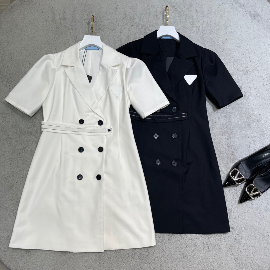 

21ss Limited temperament dress shirt for women designer new work dresses Waist silhouette style tailoring Exclusive to the workplace king short sleeve shirts, Black