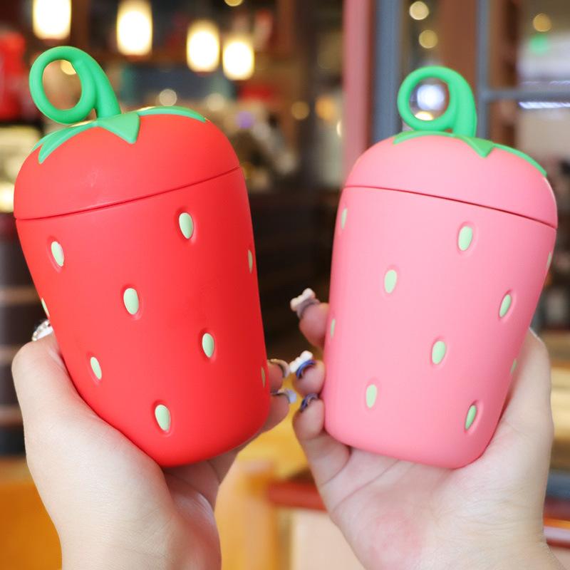 

Water Bottles Stainless Steel Vacuum Flask Student Couple Creative Cute Strawberry Children Portable Trend Cup