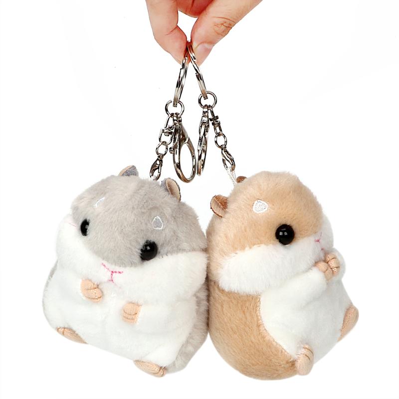 

Keychains Car Key Ring Decoration Plush Toys Cute Hamster Keychain Lovely Chain Animal Dolls Keyring Auto Interior Accessories