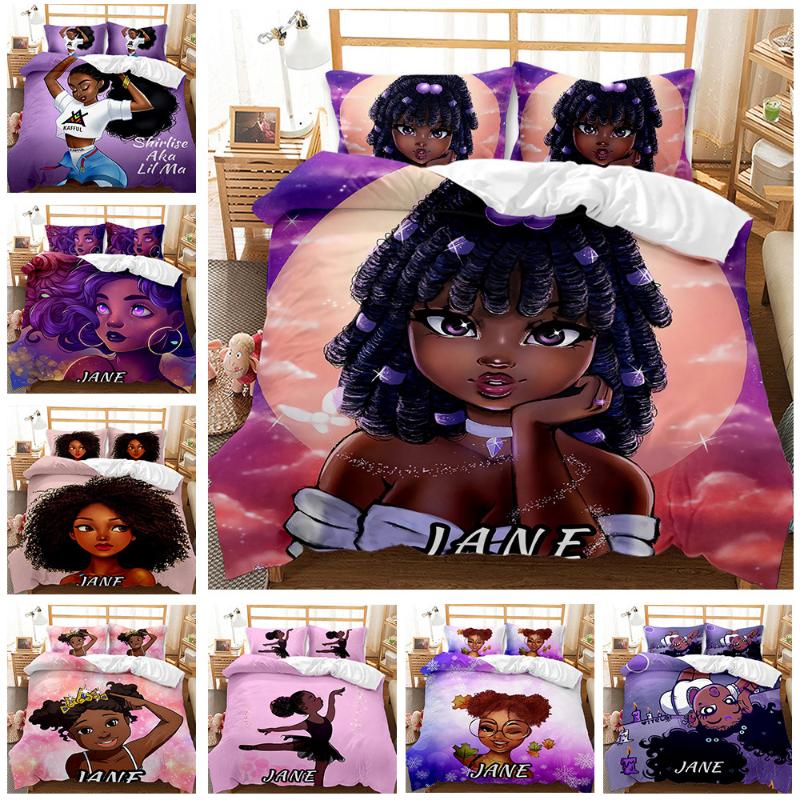 

Music Fashion 2/3 Piece African Girl 3D Digital Printing Mill Wool Quilt Cover For Kids Adult Soft Microfiber Bedding Set Sets