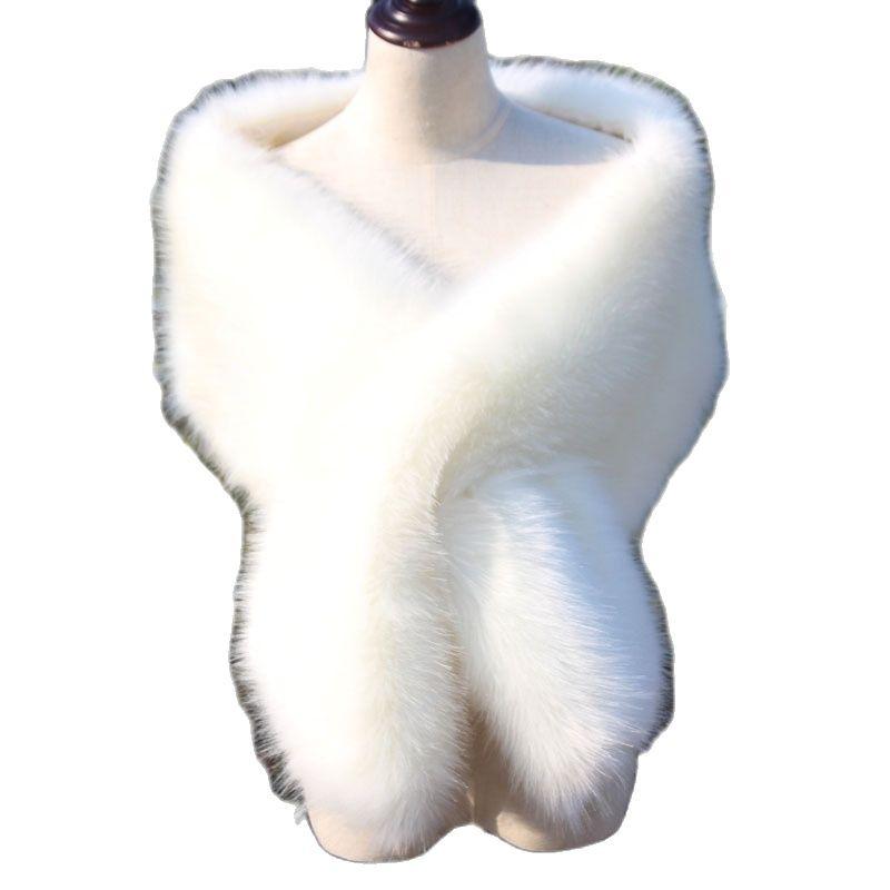 

Scarves Fashion Fur Collar Bride Wedding Faux Scarf Long Shawl Winter Female Thickening