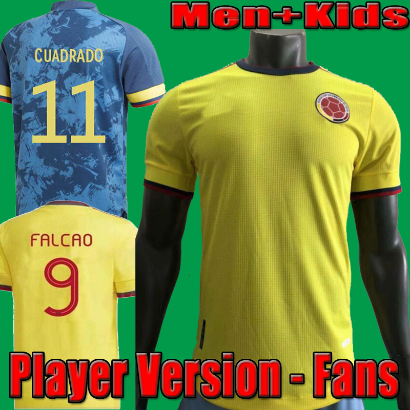 

2021 Colombia Player Version soccer jerseys 21 22 Colombie Men + Kids Camiseta de futbol JAMES FALCAO CUADRAD VALDERRAMA Football Shirts, Kids home