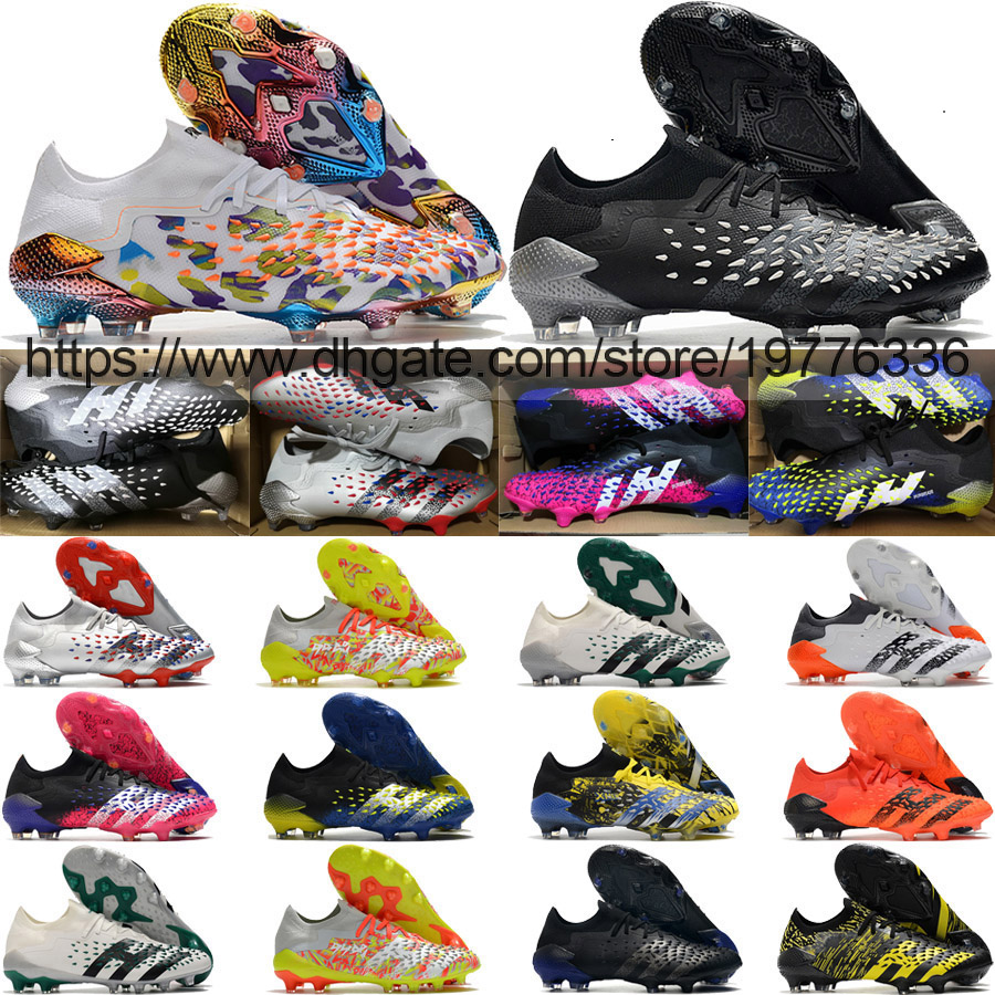 

send with bag Soccer Boots Predator Freak.1 FG AG Pogba Football Cleats Mens Top Quality White Blue Gold Black Green Yellow Silver Red Pink Leather Low Soccer Shoes, Fg 8