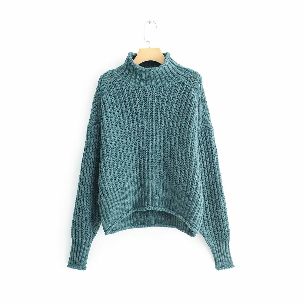 

Autumn Fashion Women 4 Colors Oversize Sweater Stylish Half Turtleneck Knitwear Female Loose Pullovers Casual Streetwear 210520, Pink