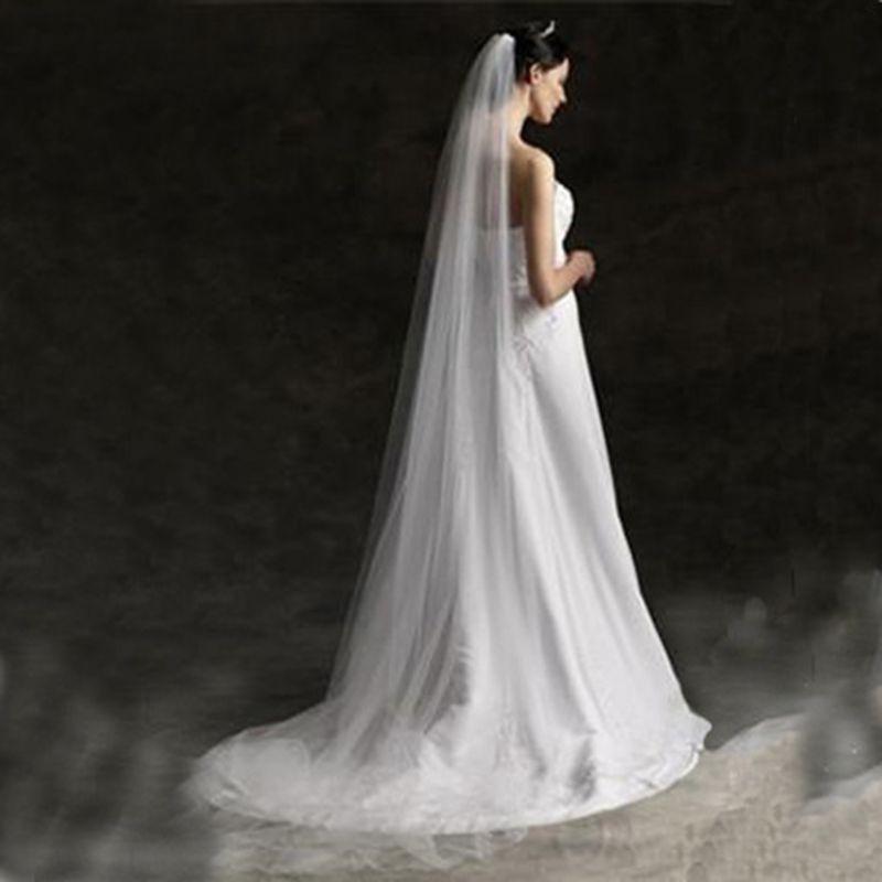 

Bridal Veils 2023 3M/5M Single Layer Women White Trailing Long Wedding Veil Minimalist Simple Luxury Cathedral Marriage