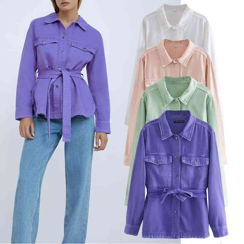 

Women's Down & Parkas New 4color belt Loose denim jacket Women Autumn Coats Plus Size Overcoats Female Big Tops Jackets Solid Colo, Black