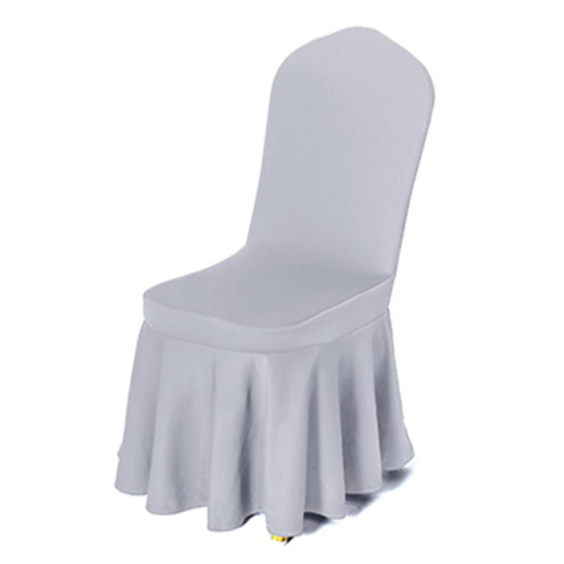 

Chair Covers 16 Colors Chiar Cover With Skirt All Around The Bottom Spandex Cloth Universal Wedding Decoration Banquet