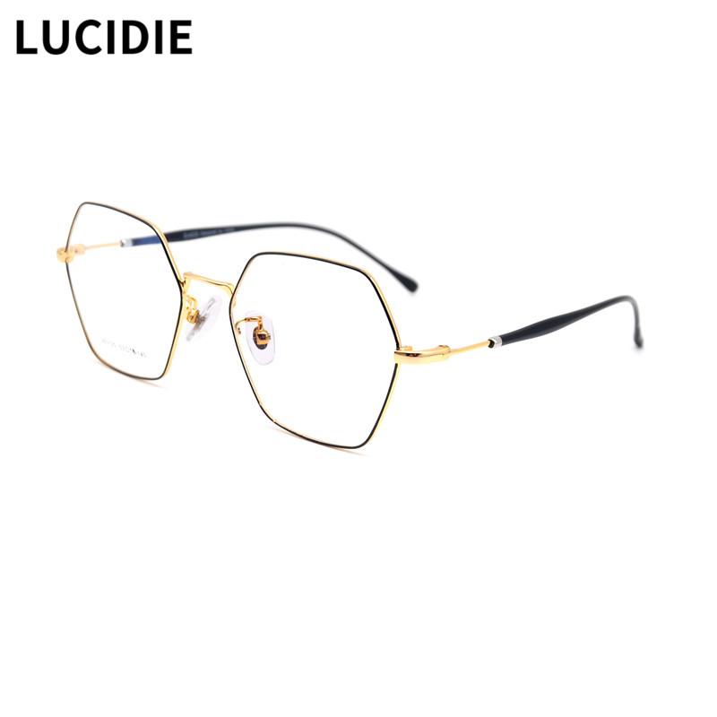 

Fashion Sunglasses Frames LUCIDIE Polygon Clear Lens Men Glasses Women Metal Ultralight Eyeglasses Vintage Optical Myopia Ladies Retro Eyewe, Black