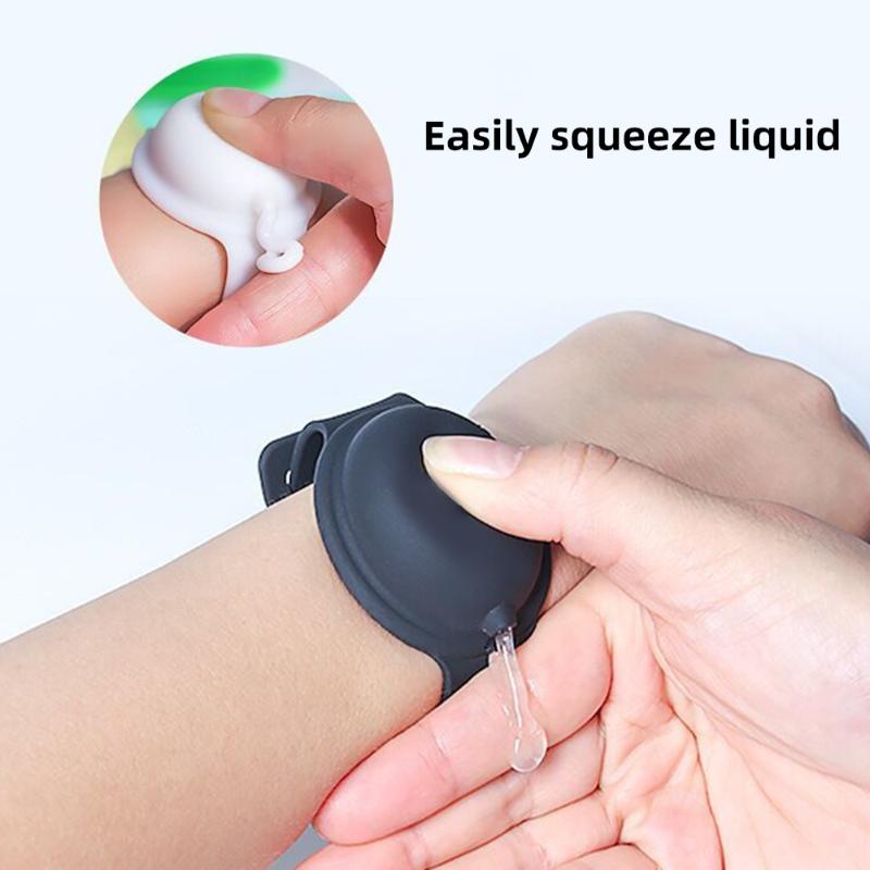 

Adult Kid Liquid Wristband Hand Pumps Wash Gel Dispenser Bracelet Soothing Silicone SD Soap