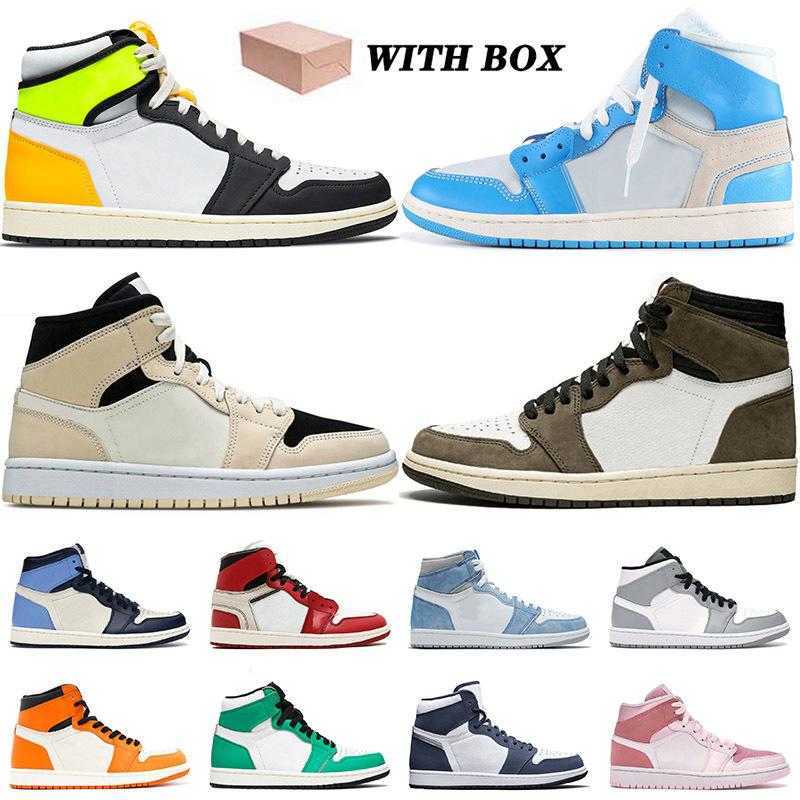 

With Box 1 1s Basketball Shoes Mid Barely Orange Travis Cactus Jack Jumpman White Chicago Obsidian Off Unc Mens Women Trainers Sneakers, D3 fearless