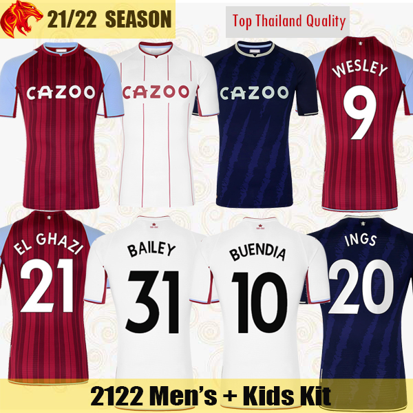 

21 22 Aston Villa Soccer Jerseys BUENDIA CASH 2021 2022 BAILEY WATKINS WESLEY EL GHAZI McGINN INGS Football shirt TREZEGUET Jersey, 2122 home