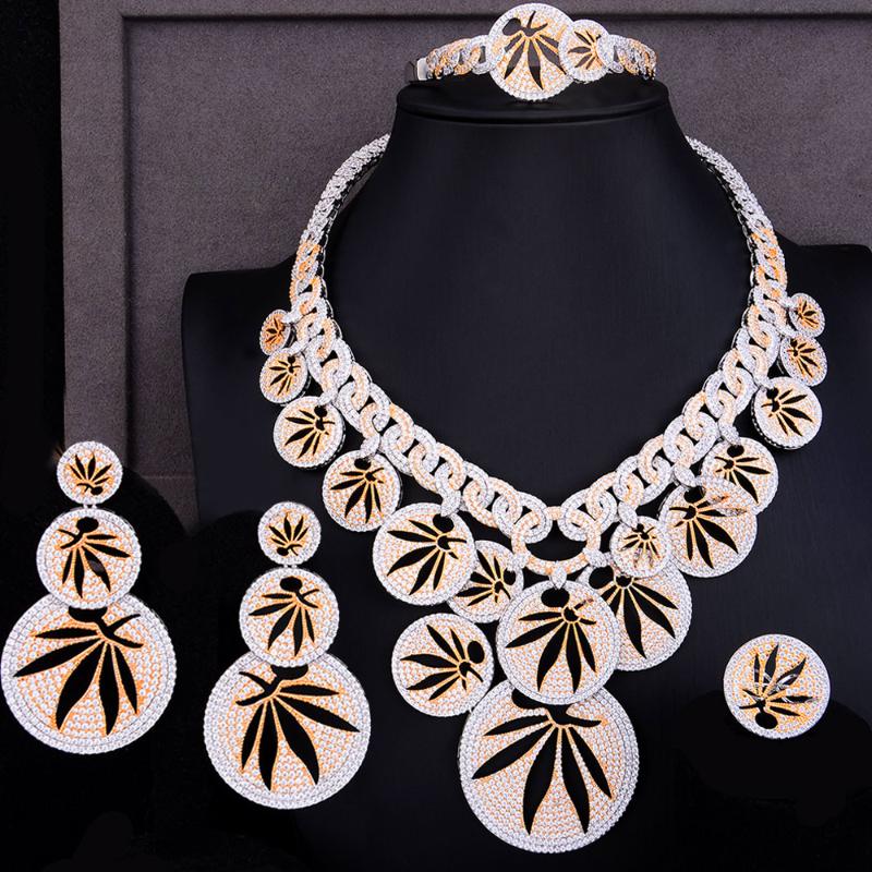 

Earrings & Necklace GODKI Super Big Fashion Luxury Flowers Statement Jewelry Sets For Women Wedding African Cubic Zircon CZ Dubai Bridal, Silver