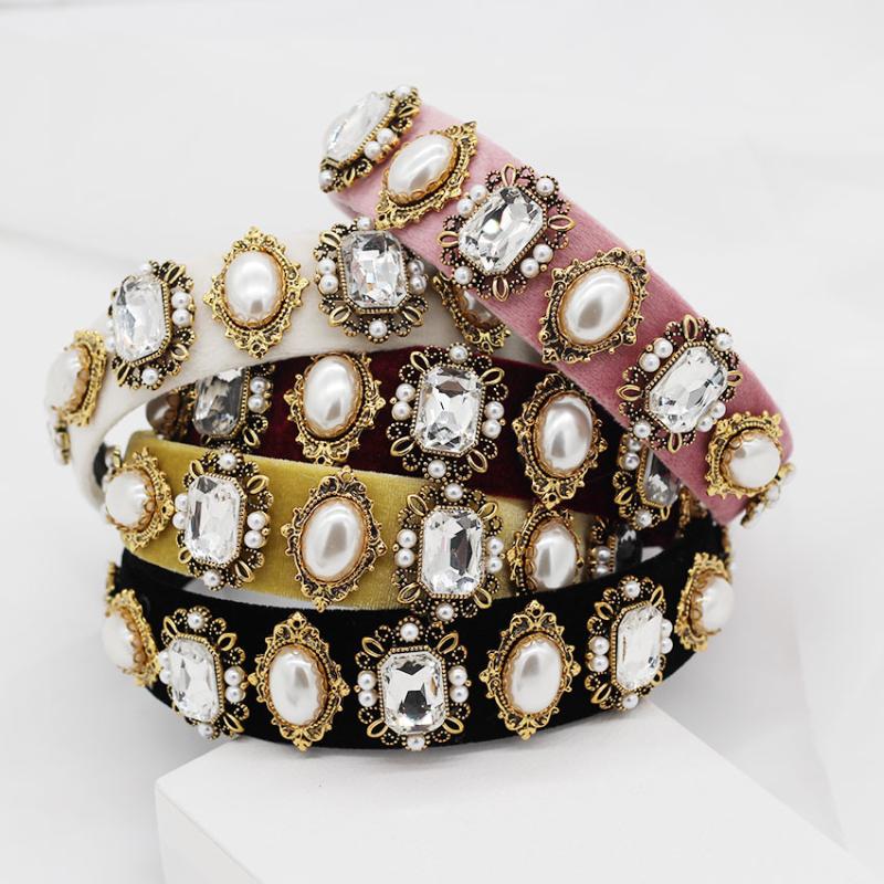 

Hair Clips & Barrettes Baroque Fashion Personality Simple Pearl Rhinestone Multicolor With Headband Party Show Temperament Accessories 814, Golden;silver