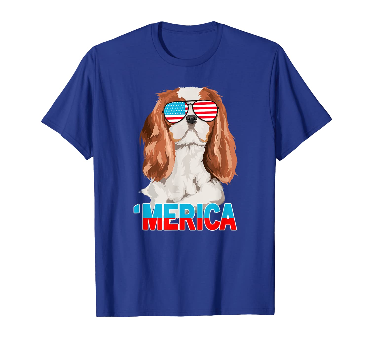 

merica cavalier king charles spaniel usa 4th of july tshirt, White;black