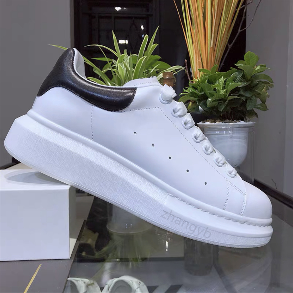 

2021 Top Quality Mens Womens Leather Casual Shoes Lace Up Comfort Pretty Men's Trainers Daily Lifestyle Skateboarding 35-45, Black