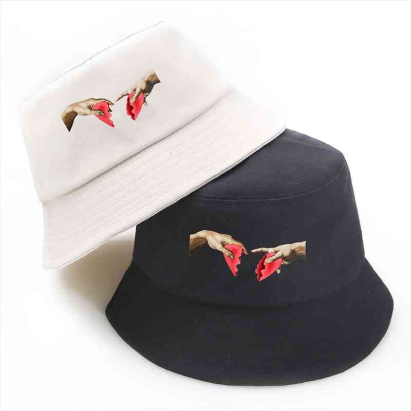 

Michel Angelo Heart Vintage Print Bucket Hats Summer Outdoor Fashion Panama Bucket Cap Man Woman Foldable Finsherman Fishing Hat, Blue;gray