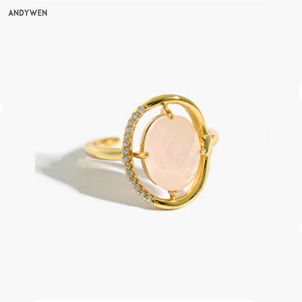 

ANDYWEN 925 Sterling Silver Gold Enamel Fashion Rings Resizable Sizable Rock Punk Crystal Jewelry Desig 210608