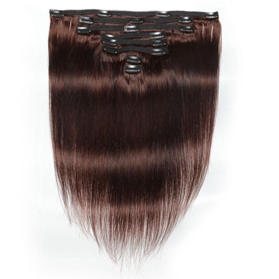 

Peruvian Clip in Human Hair Extensions #4 Straight Clip-ins for Women 120G 8 Pieces/Set Wefts