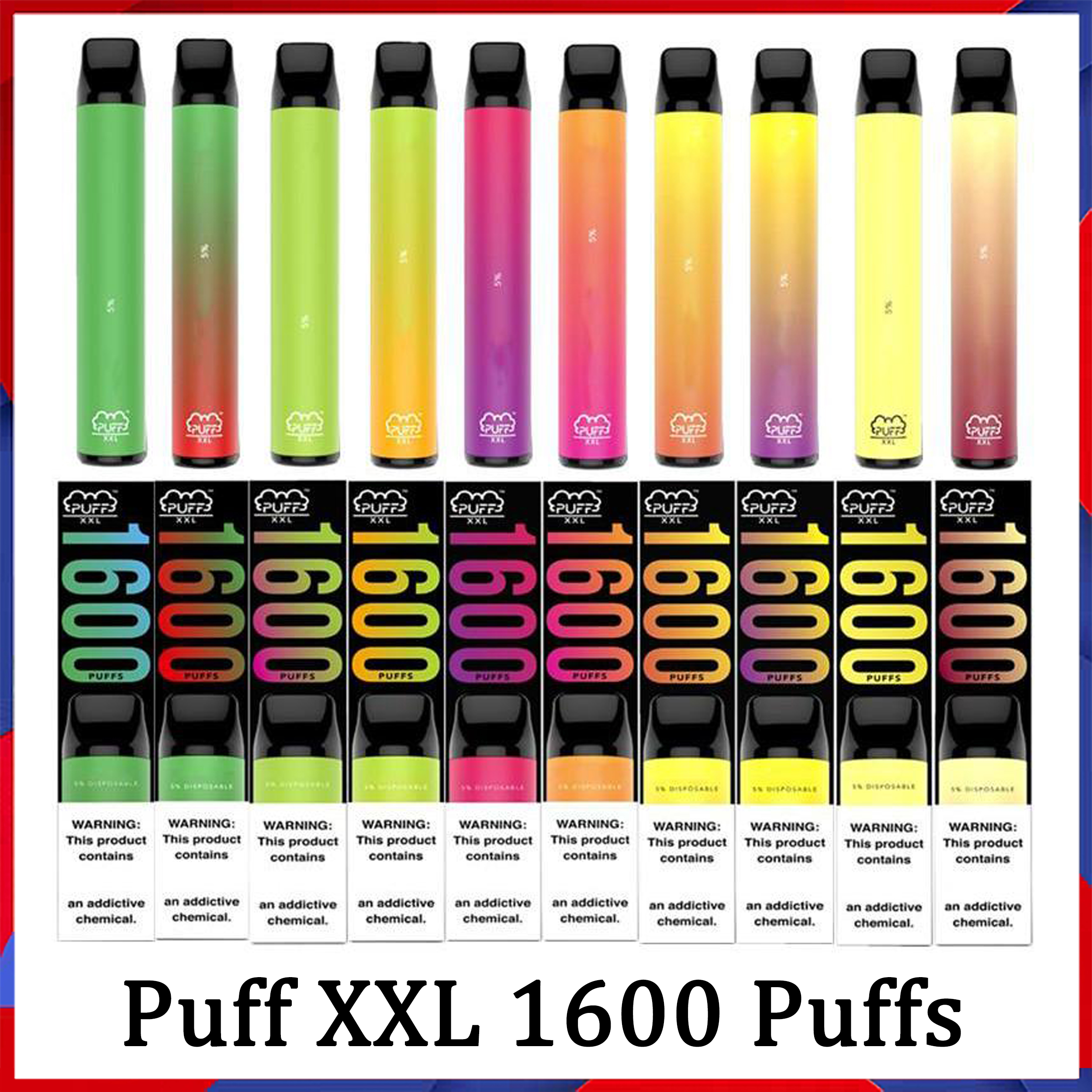 

Puff XXL 1600puffs Disposable Vape Pen E Cigarette Device Starter Kits Pre-filled 40 Colors Flow Xtra Plus