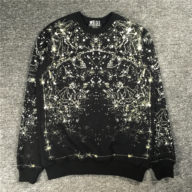 

2021 Fall/Winter Fashion Men's Sweatshirt Starry Sky Constellation Spray Paint Printed Round Neck Outer Wear Couple Loose Comfortable Sweaterr#GVC009, Black