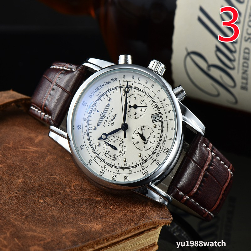 

2021 high quality Men Luxury Watches six stitches series All dials work Mens quartz Watch ZEPPELI brand clock Fashion Round shape