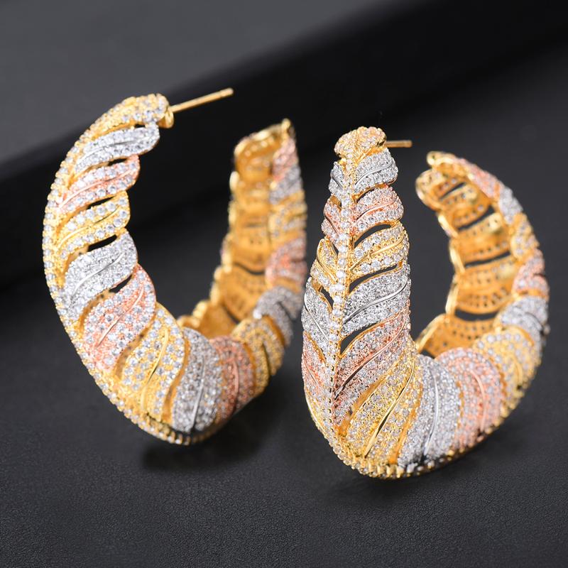 

Hoop & Huggie KellyBola Trendy Luxury Noble Big Earrings For Women Bridal Wedding Engagement Daily Party Show Jewelry High Quality