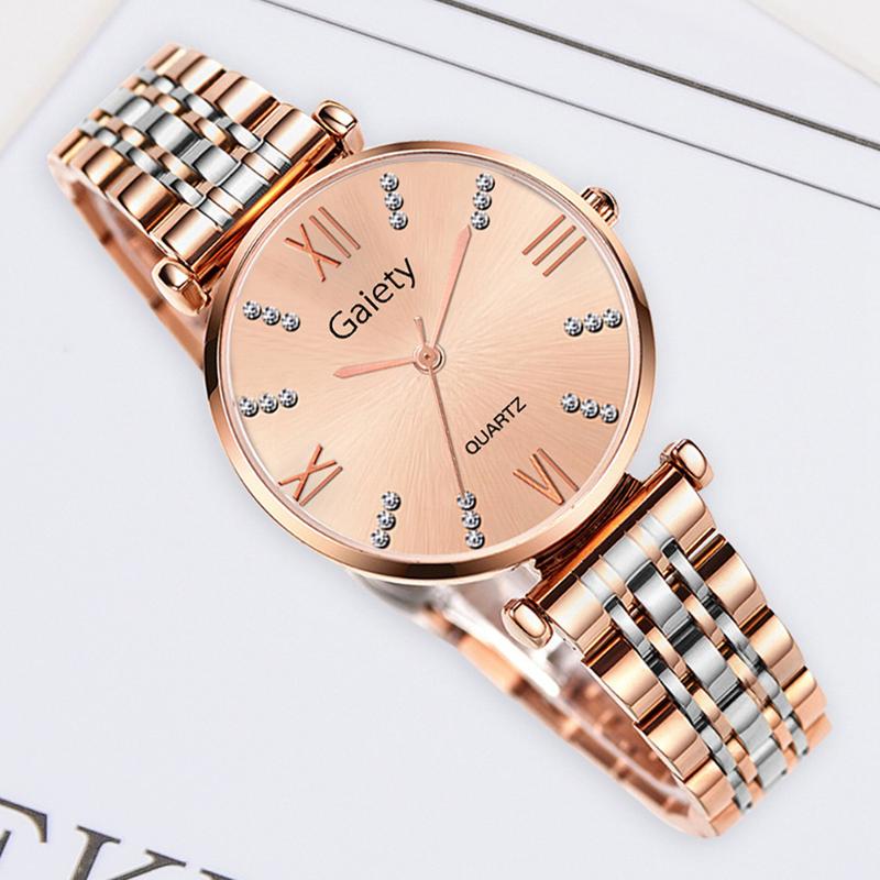 

Fashion Women Round Dial Watch Ladies Diamond Metal Band Mini Wristwatch Jewelry Strap Analog Wrist Wristwatches, White