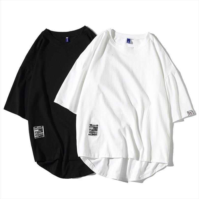 

hip hop cotton o neck men t shirts summer japanese style oversized male causal tshirts 5xl fashion loose tees, White;black