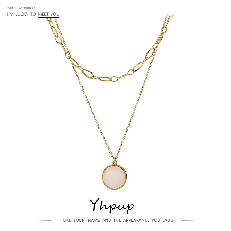 

Pendant Necklaces Yhpup Exquisite Natural Shell Layered Necklace Stainless Steel Waterproof Jewelry Trendy 18 K Metal Collar 2021, Silver