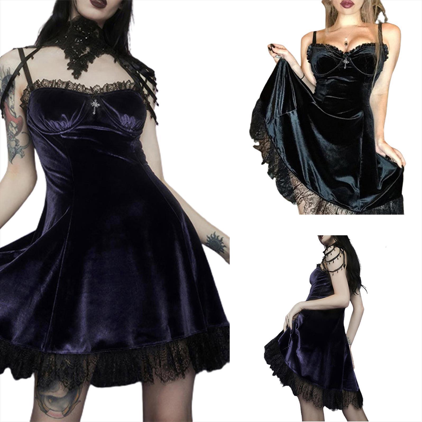 

ruffles velvet adults sleeveless women dresses spaghetti strap v neck lace trim bowknot one piece, Black;gray