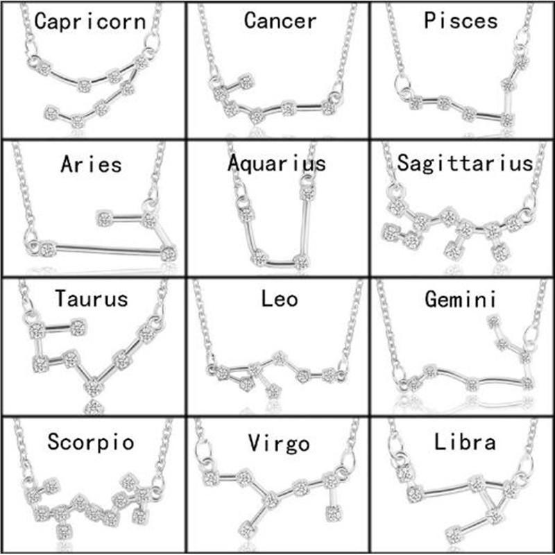 

12 Constellation Zodiac Sign Necklace Horoscope Zircon Korean Jewelry Star Galaxy Libra Astrology Necklaces Gift with Retail Card Pendant Jewerly