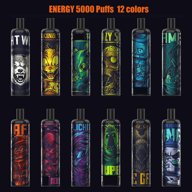 

ENERGY 5000 Puffs KK Disposable Vape E Cigarette Rechargeable 850mah Battery 12 Colors Mesh Coil Pre-filled 12ml Cartridge bang xxl duo Aoki