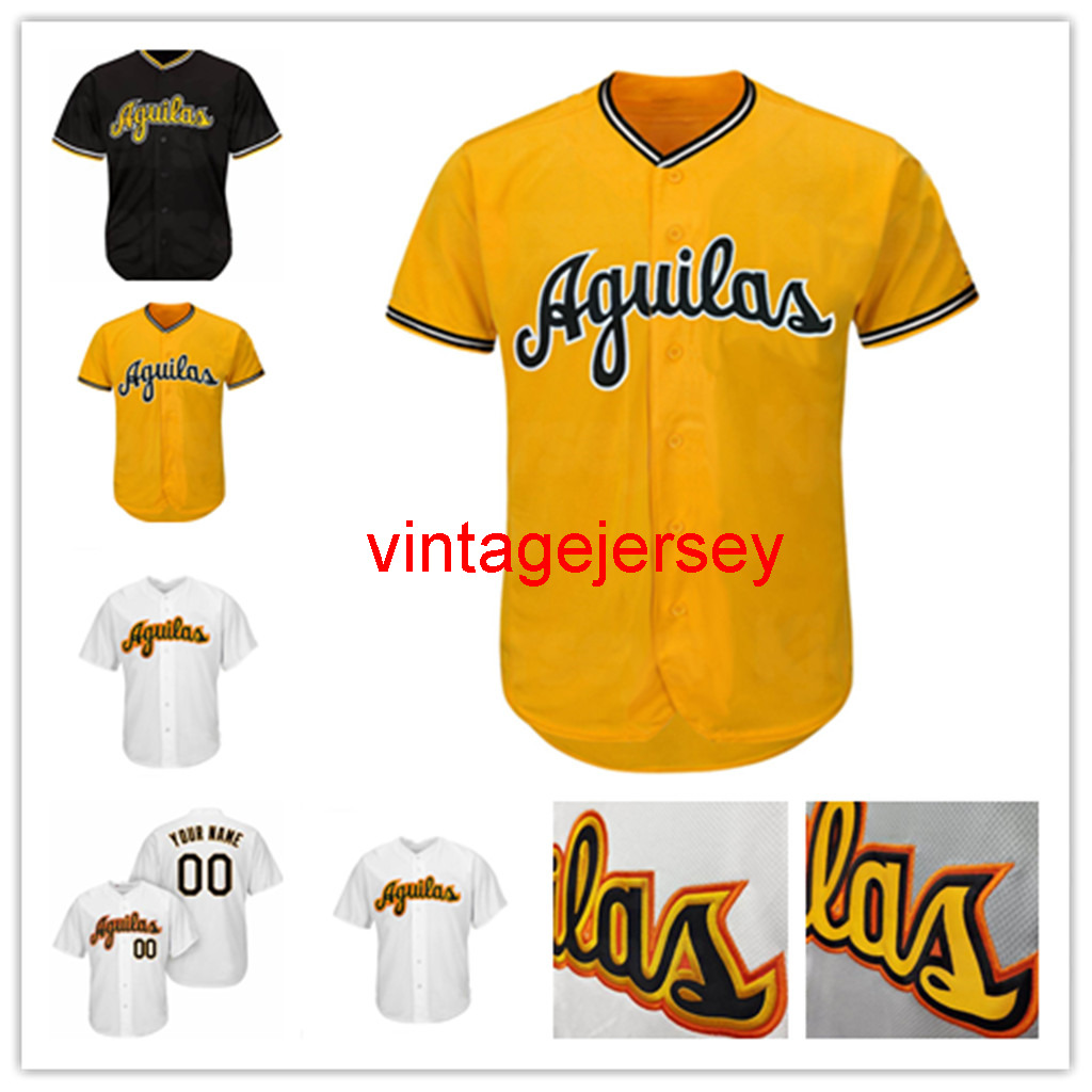 

Aguilas CIBAENAS Dominican Team Custom Baseball Jersey Stitched Name Number Black Yellow Grey White, As