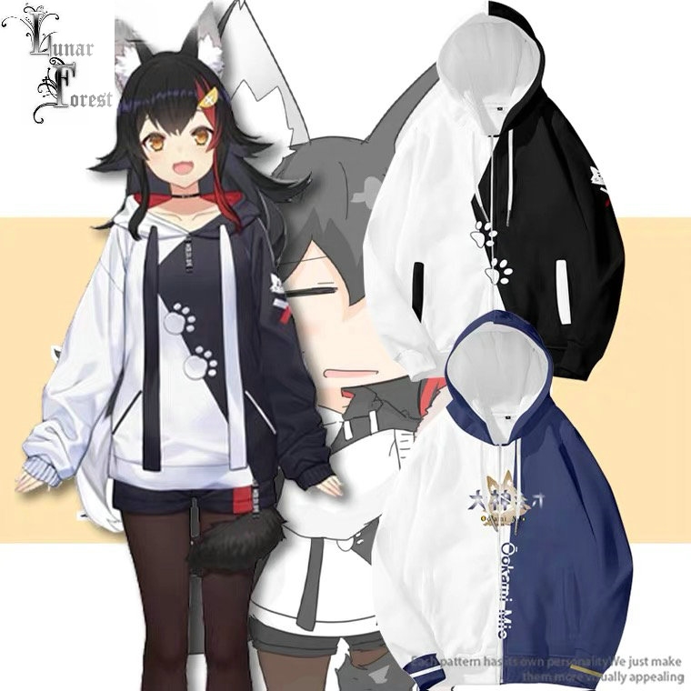 

VTuber Ookami Mio 3D Printing Men/Women Autumn Fashion Zipper Hoodies Sweatshirt Long Sleeves Pollover Plus Size