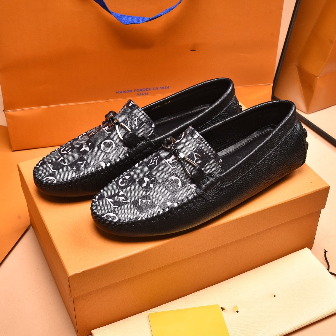 

Loafers Man shoes Leather Classic Fashion Luxury Designer men shoes Wear-resistant Non slip Mans footwear Anti-slip Black shoe, #06