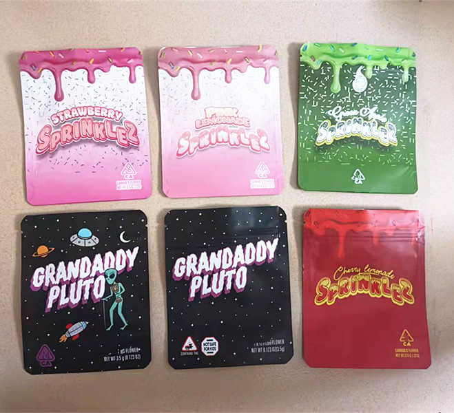 

3.5g mylar bag grandaddy pluto sprinklez zipper pouch flower packaging