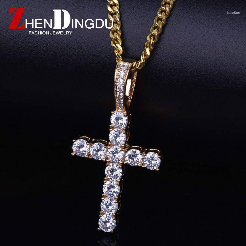 

Chains Men Women Zircon Cross Pendant Gold Silver Copper Material Iced Out CZ Pendants Necklace Chain Fashion Hip Hop Jewelry1