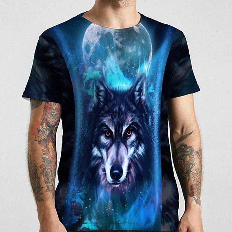 Men's Unisex Tee T shirt Shirt 3D Print Graphic Prints Wolf Plus Size Round Neck Casual Daily Print Short Sleeve Tops Basic Designer Big and