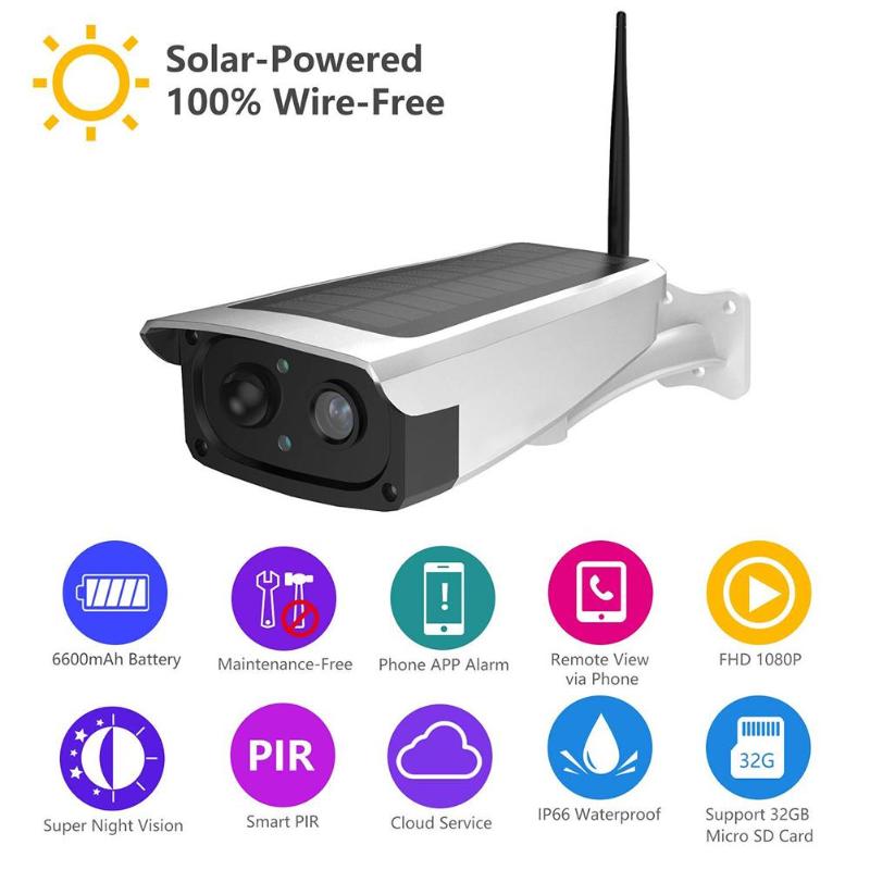 

Solar Security Camera Wireless 1080P Outdoor,7650mAh Battery Included With 2-Way Audio For Home CCTV Lens