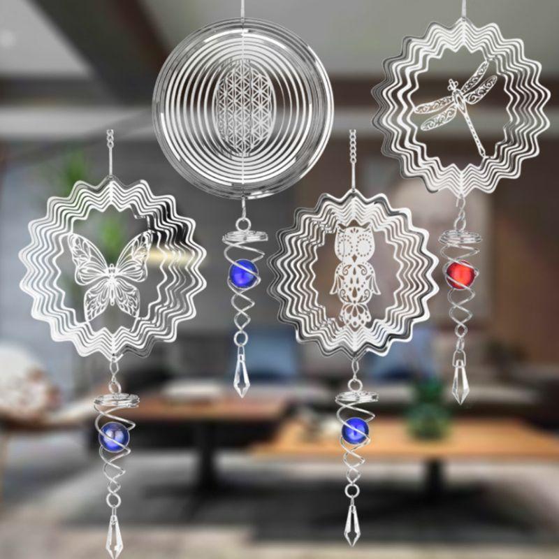 

1.5V D Size Silent Stereo Rotating Wind Chime Spinner Motor Hanging Ornament Decor Mirror 46x14.8cm Stainless Steel Drop Ship Decorative Obj