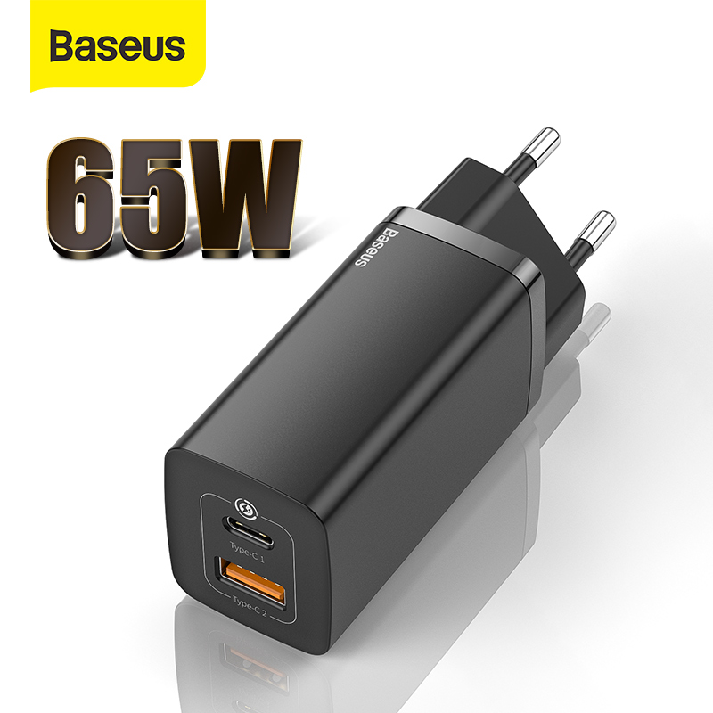 

Baseus 65W GaN Charger Dual Port QC 3.0 PD3.0 Quick Laptop Charger Fast Charger For iPhone Xiaomi Type C PD USB