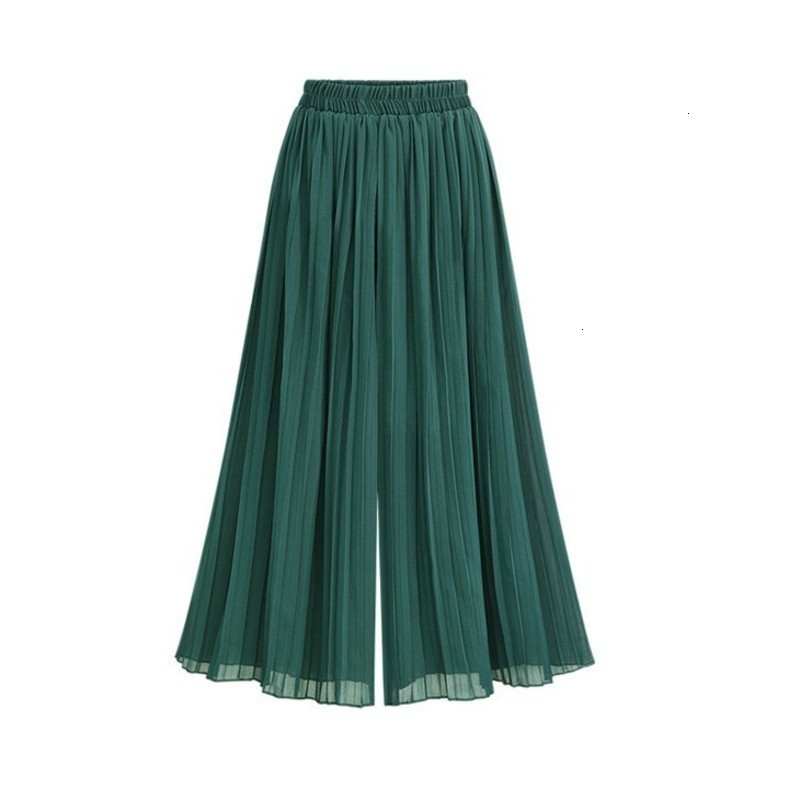 

Casual women's Dresses summer loose Large Pleated Chiffon wide legged pants, Black;gray