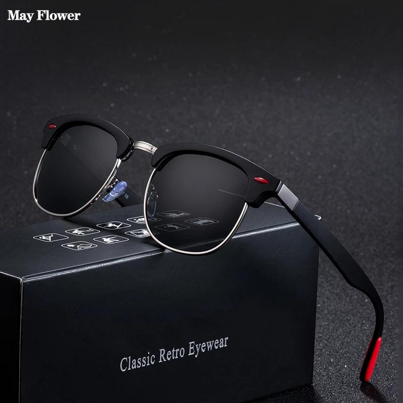 

Sunglasses May Flower Classic Retro Rivet Polarized Men Brand Designer TR90 Legs Lighter Design Female Male Fashion Sun Glasses