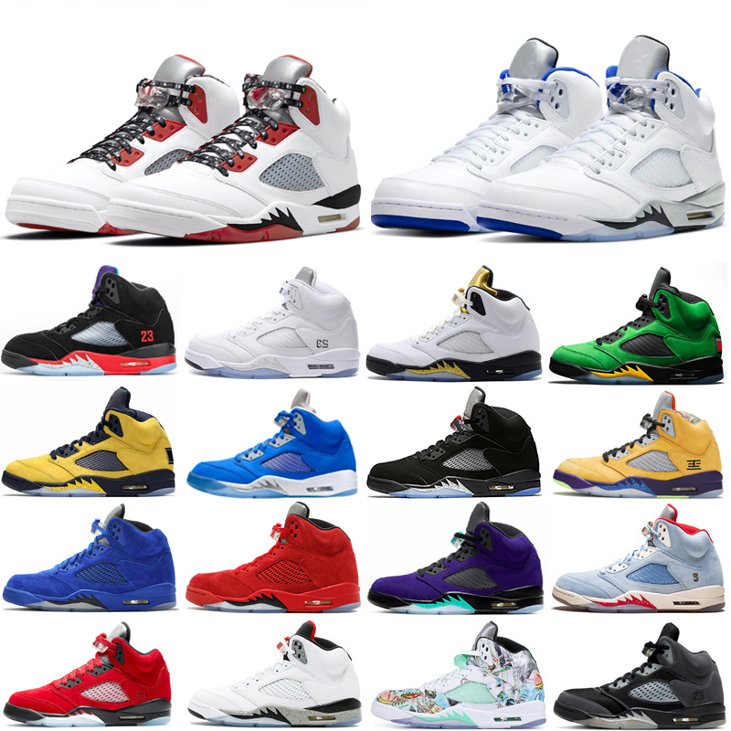 

Fire Red Basketball Shoes 5S Raging Bull Tech Chrome Suede Blue oregon ducks Island Green 5 Anthracite TROPHY ROOM Stealth Sneakers Trainers 7-13, Color #1